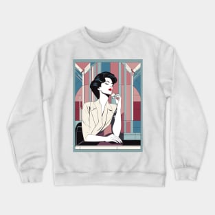 Rebelle Rouge Art Deco Patrick Nagel 80s Crewneck Sweatshirt